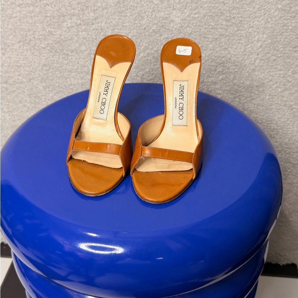 Jimmy Choo Mustard Patent Leather Mules